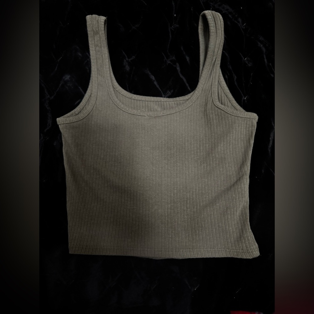 Olive Ribbed Tank Top